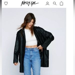 Oversized Faux Leather Longline Jacket